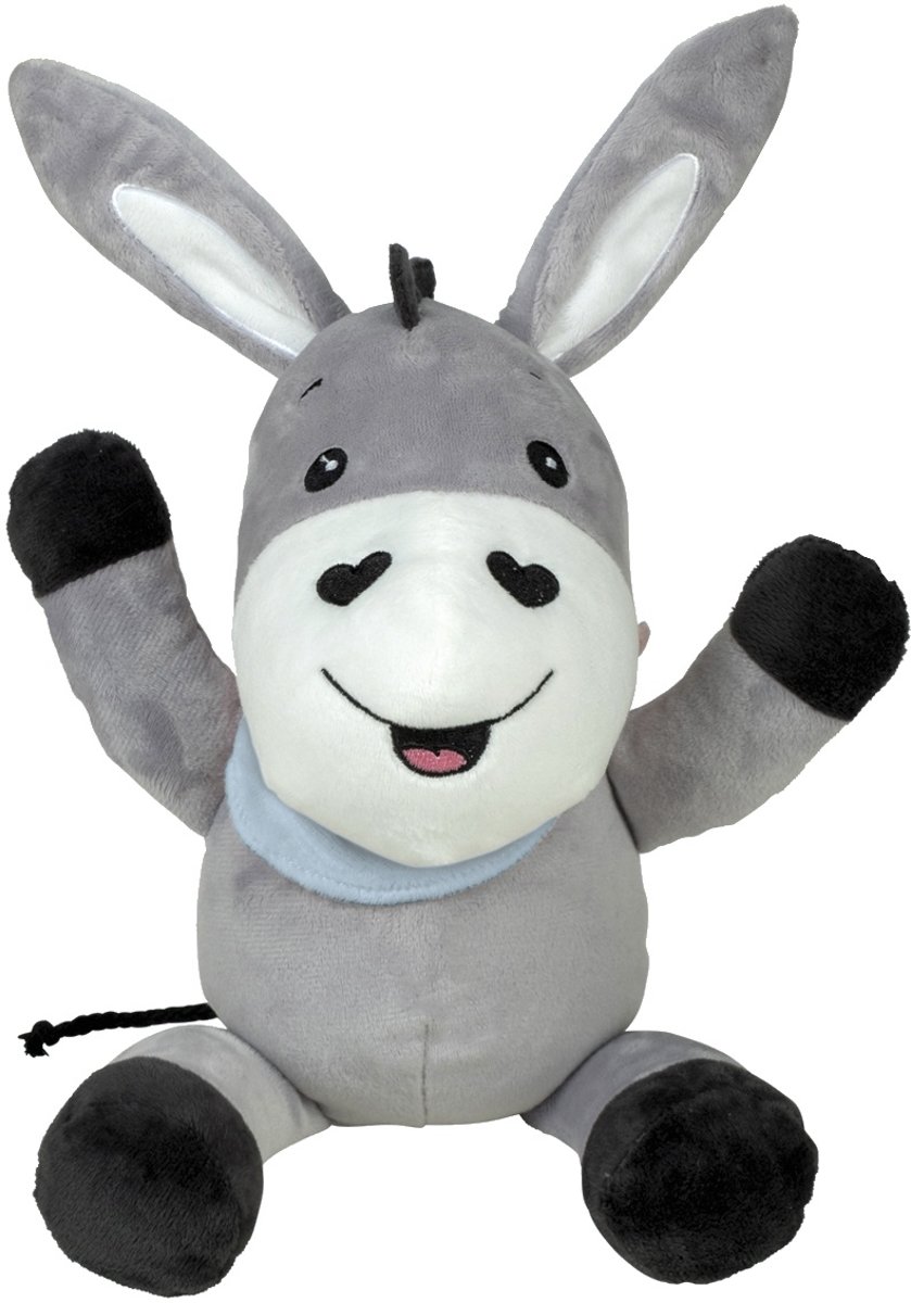 Happy People Knuffelezel Grijs/blauw 30 Cm