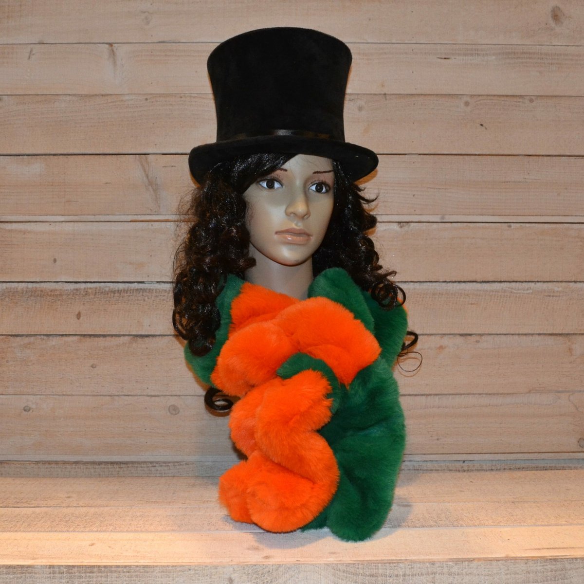 Happy Sjaal - Happy Scarf - Carnaval - Boa Sjaal - Unisex - One Size - Oranje-Groen