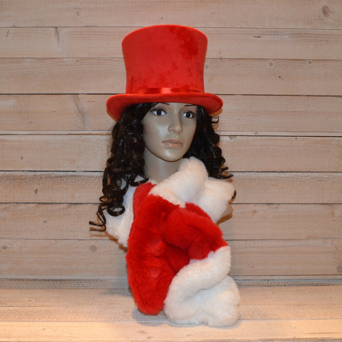 Happy Sjaal - Happy Scarf - Carnaval - Boa Sjaal - Unisex - One Size - Rood-Wit