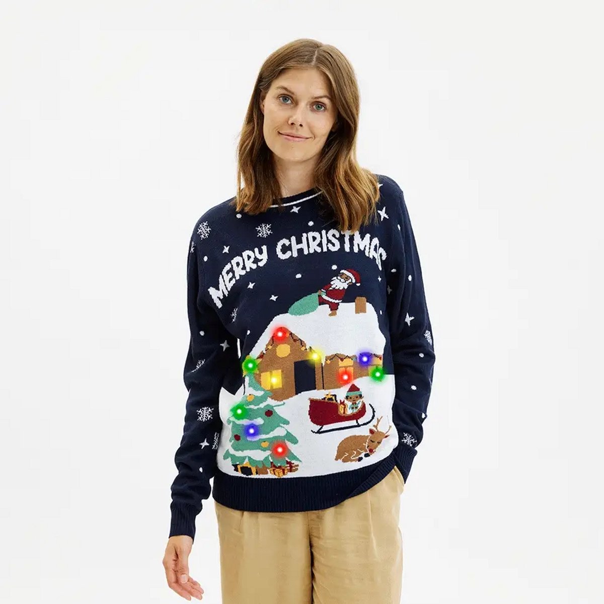 Foute Kersttrui met Lichtjes Dames & Heren - Lampjes - Christmas Sweater LED 