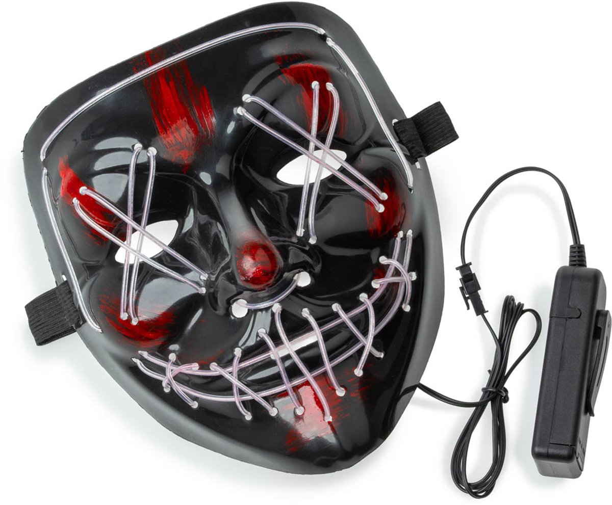 LED Masker Halloween – Verkleedkleding - Purge Stijl – Met Controller – 3 lichtstanden - Wit Licht