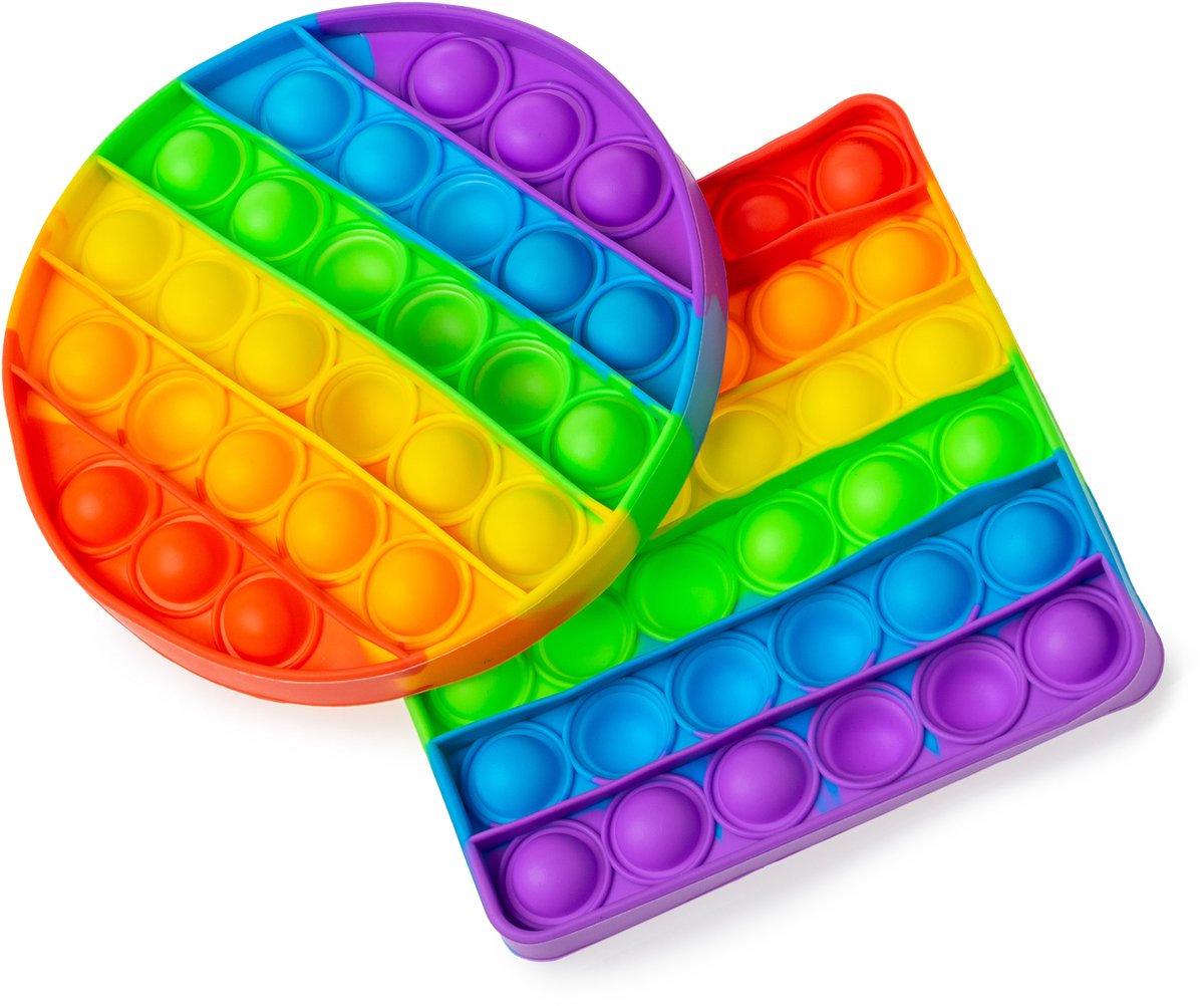 Pop It Set – Fidget Toy – Regenboog – Rond en Vierkant - Stressverlagend Speelgoed voor Kinderen