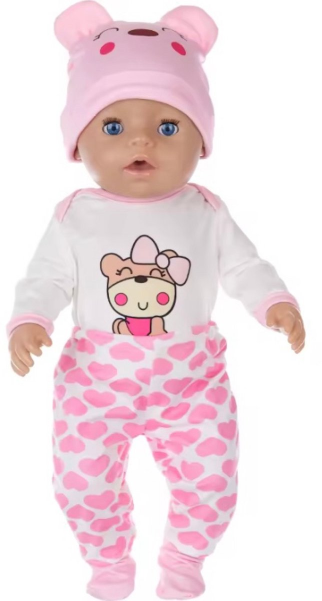 Casual Outfit Roze voor o.a Baby Born - Poppenkleding voor 36 + 43 cm - Babypop Kleertjes Set - Meisjes Poppenkleding & Accessoires