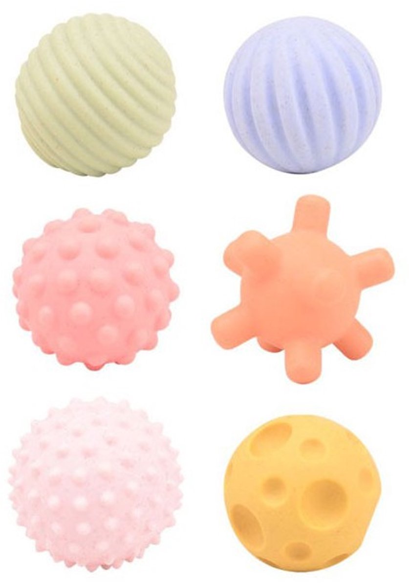 Baby Zintuig & Motoriek Ballen - Educatief Speelgoed - Montessori Speelgoed - Baby Ontwikkeling Toys - Zintuigballen / Motoriekballen - Hoge Kwaliteit - Bio Plastic / Duurzaam - Sensorische Speelgoedballen - 6 stuks - Sensory Balls - 0+ Maanden