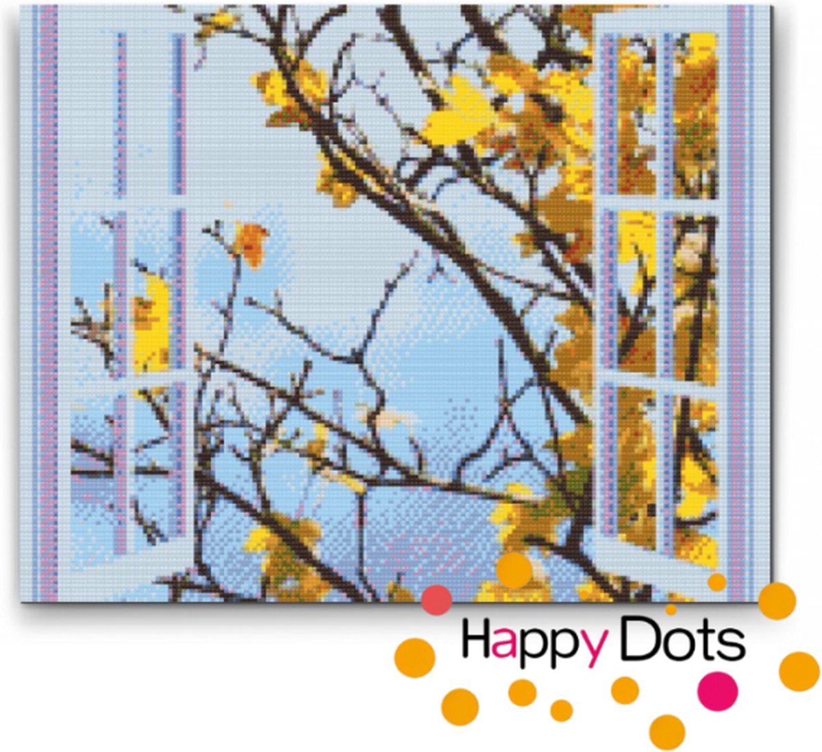 Diamond Painting Raamzicht Herfst - 30x40cm - Vierkante steentjes (HappyDots)