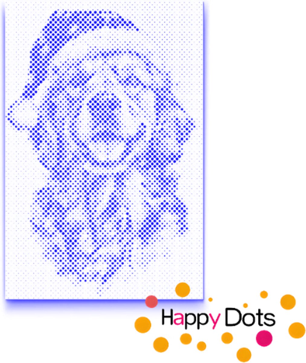 HappyDots DOT Painting Blije hond met Kerstmuts - Stippelschilderij 40x60cm