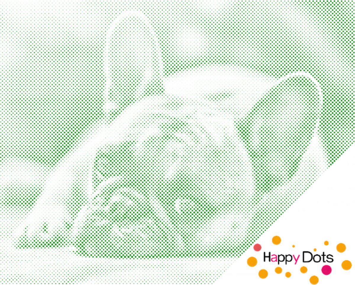 HappyDots DOT Painting Bulldog 30x40cm - Stippelschilderij Groen