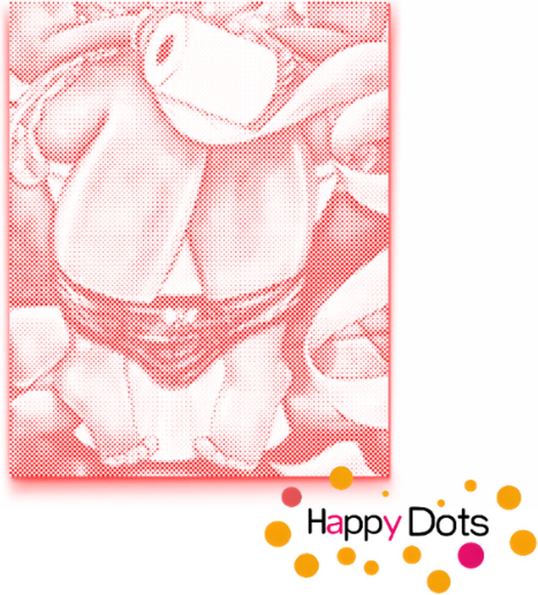 HappyDots DOT Painting Dikke Dames 07 - Toilet 40x50cm - Stippelschilderij Rood