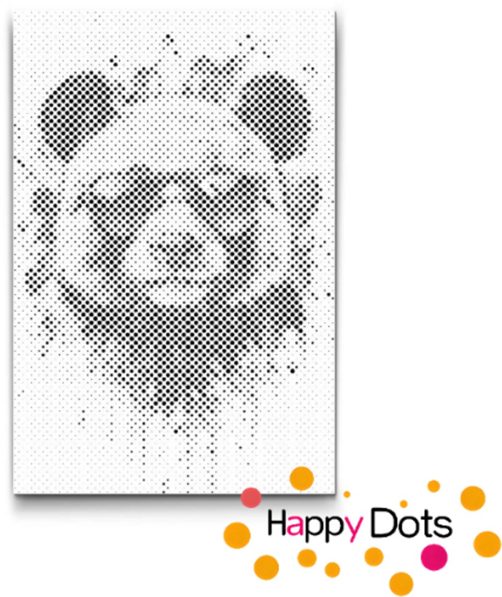 HappyDots DOT Painting Gekke dieren - Panda - 20x30cm
