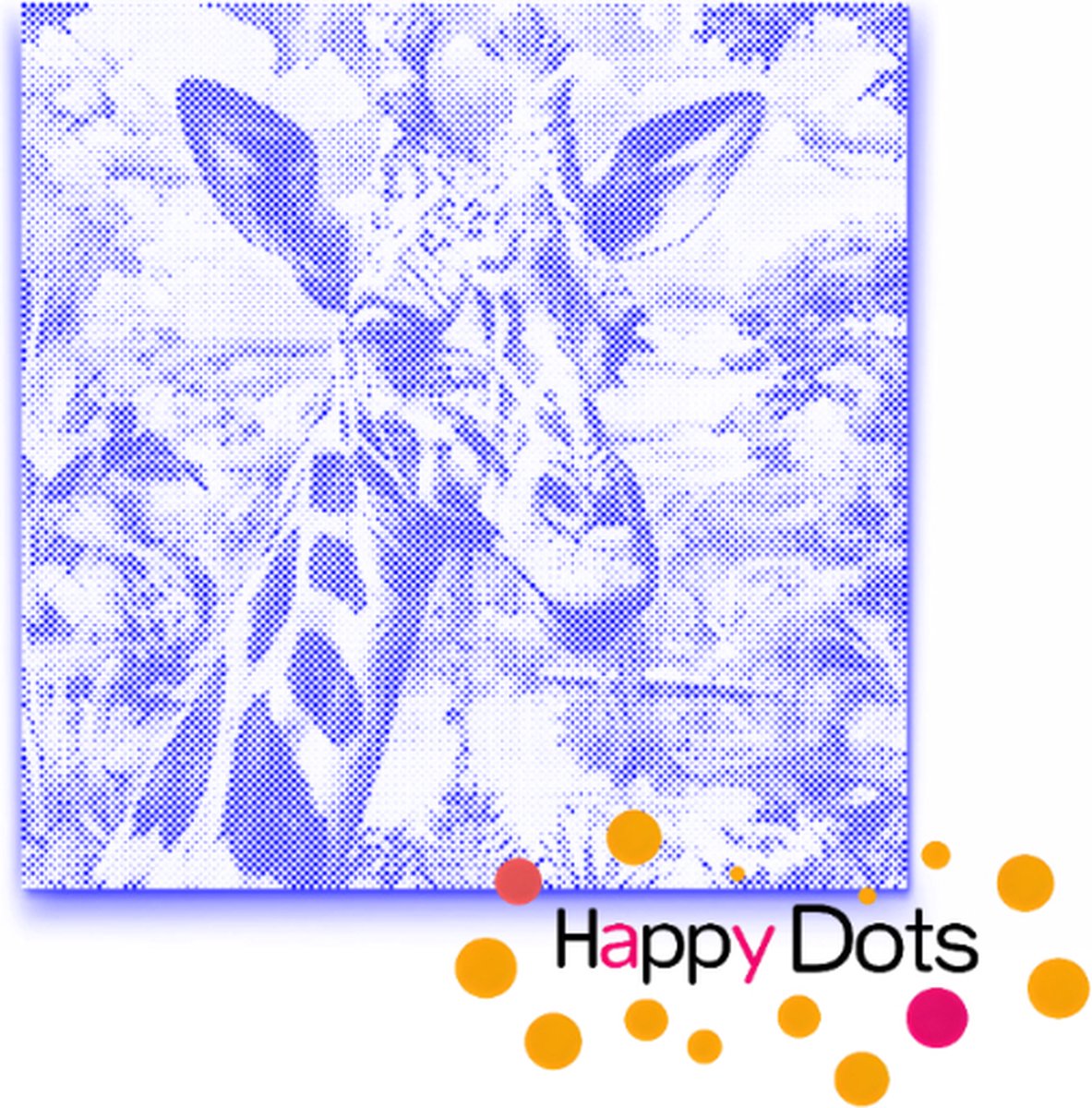 HappyDots DOT Painting Giraf Portret 50x50cm - Stippelschilderij Blauw