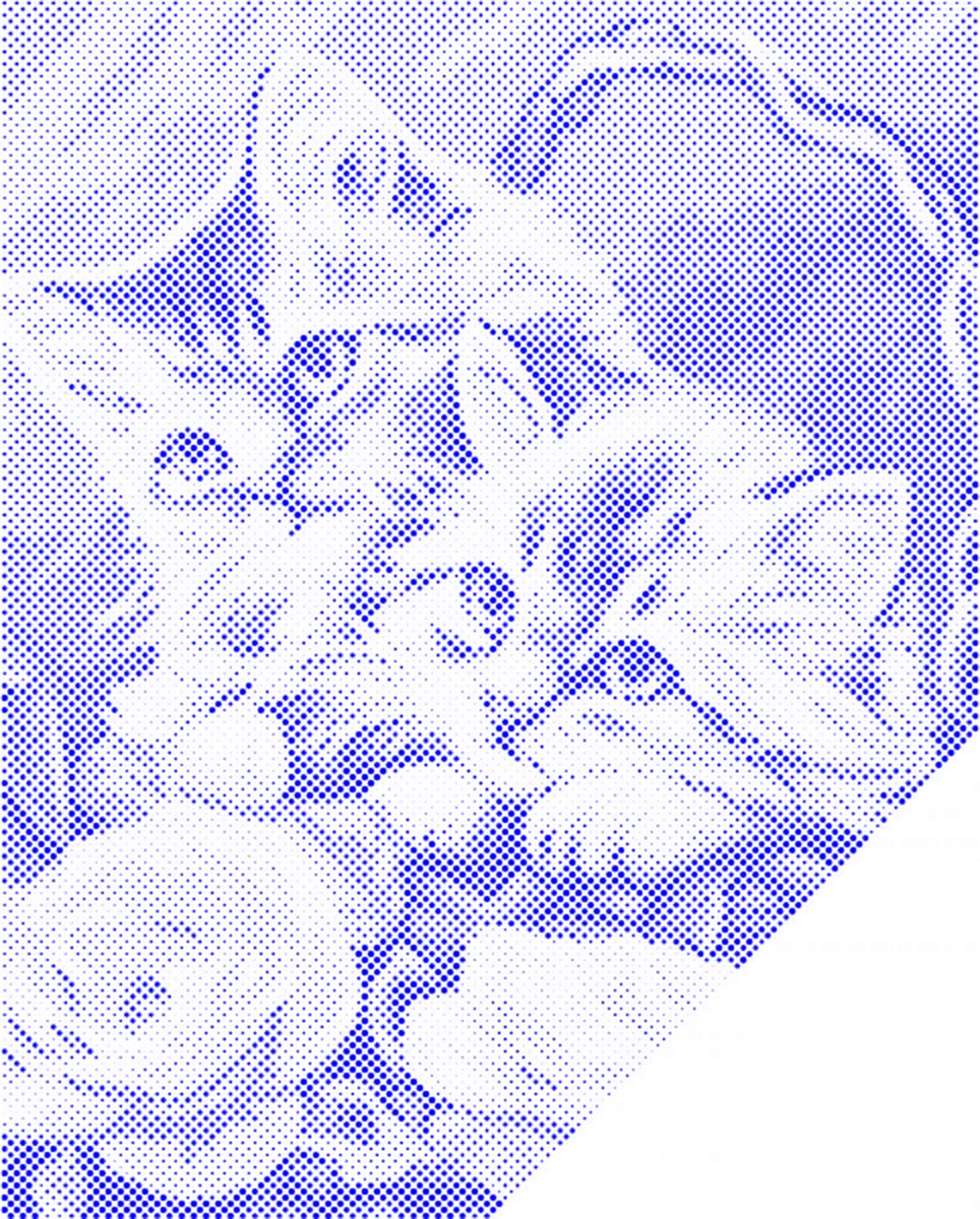 HappyDots DOT Painting Kittens in mand 30x40cm - Stippelschilderij Blauw