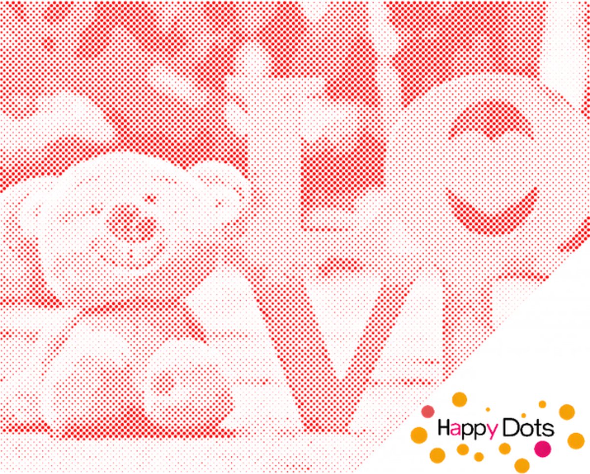 HappyDots DOT Painting Love beertje 30x40cm - Stippelschilderij Rood