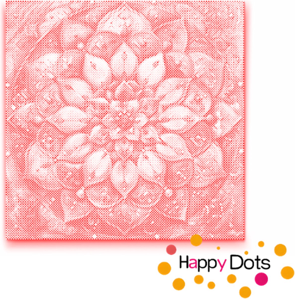 HappyDots DOT Painting Mandala bloem 50x50cm - Stippelschilderij Rood