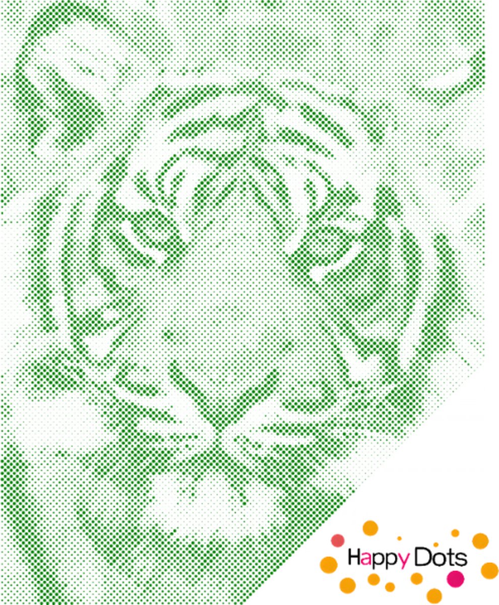 HappyDots DOT Painting Tijgerkop 30x40cm - Stippelschilderij Groen