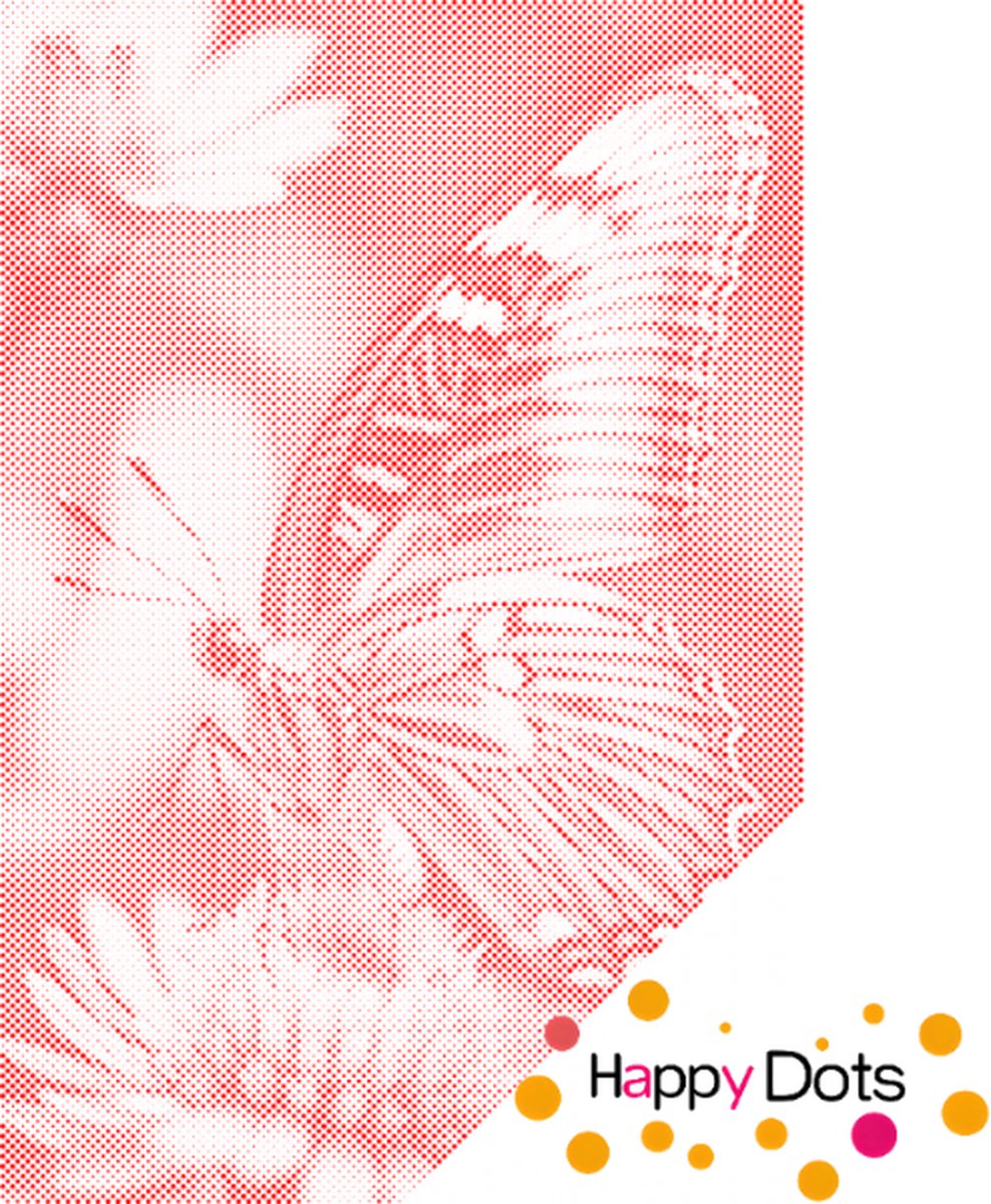 HappyDots DOT Painting Vlinder op bloem 60x80cm - Stippelschilderij Rood