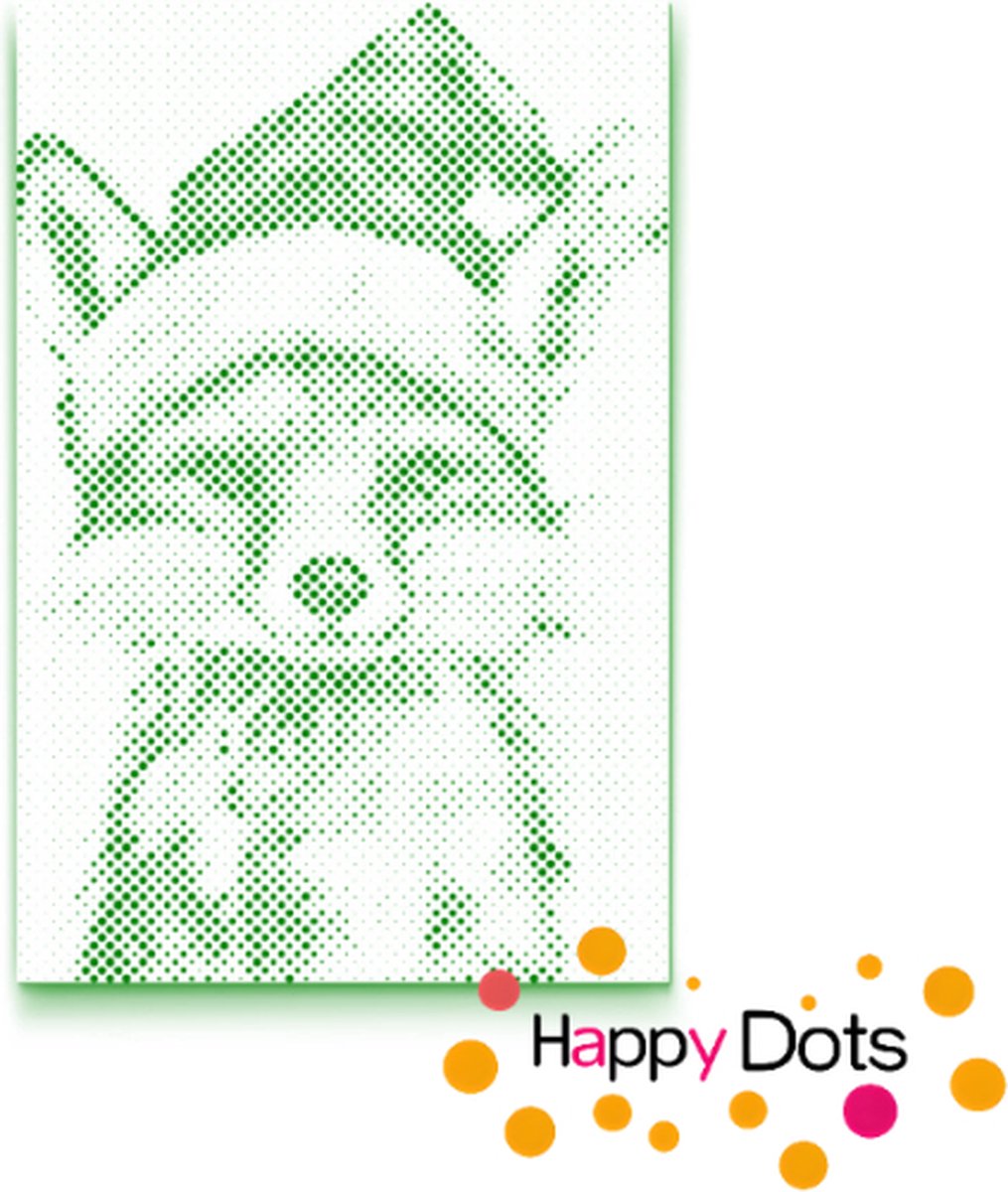 HappyDots DOT Painting Vos met Kerstmuts - Stippelschilderij 20x30cm