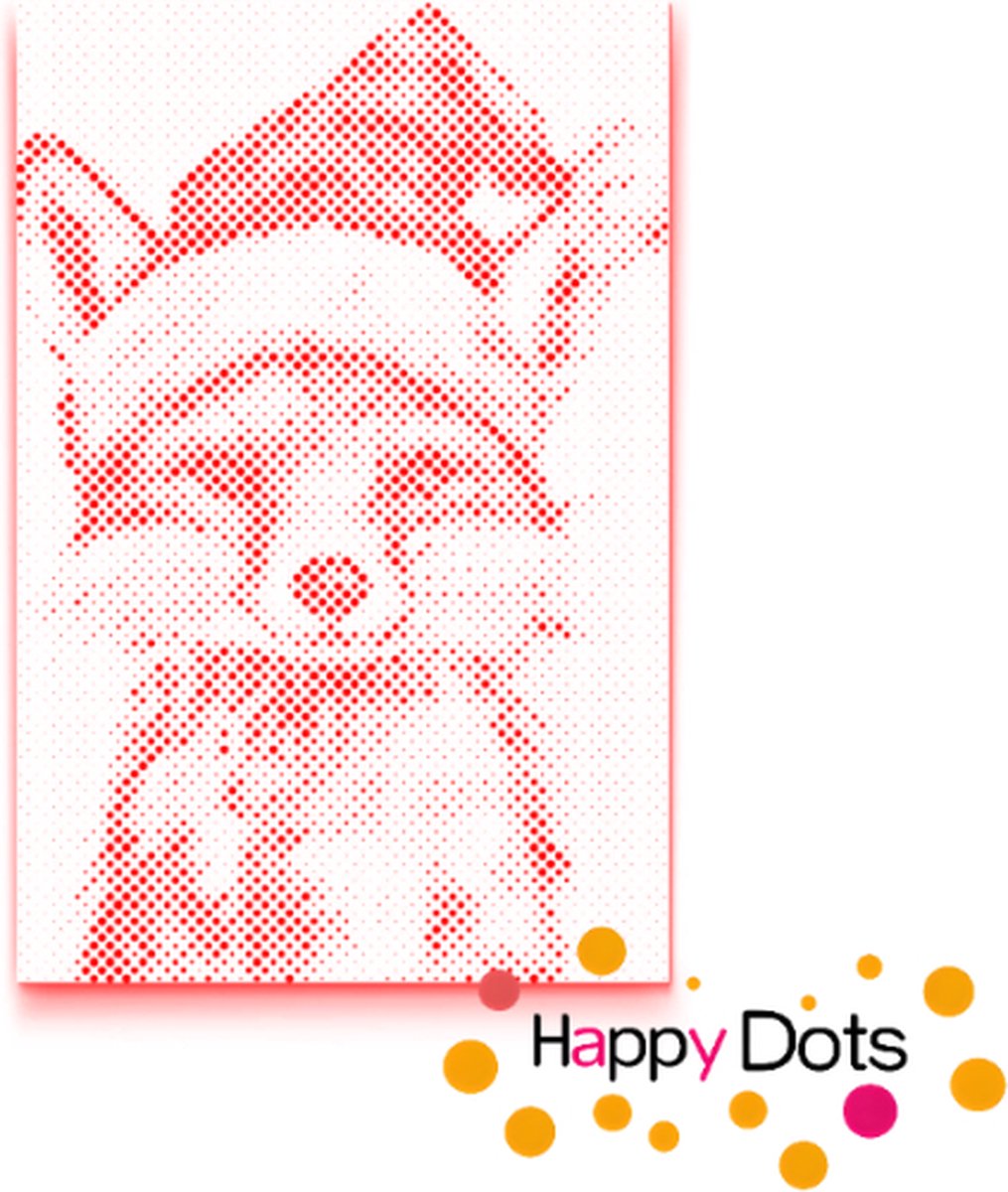 HappyDots DOT Painting Vos met Kerstmuts - Stippelschilderij 40x60cm