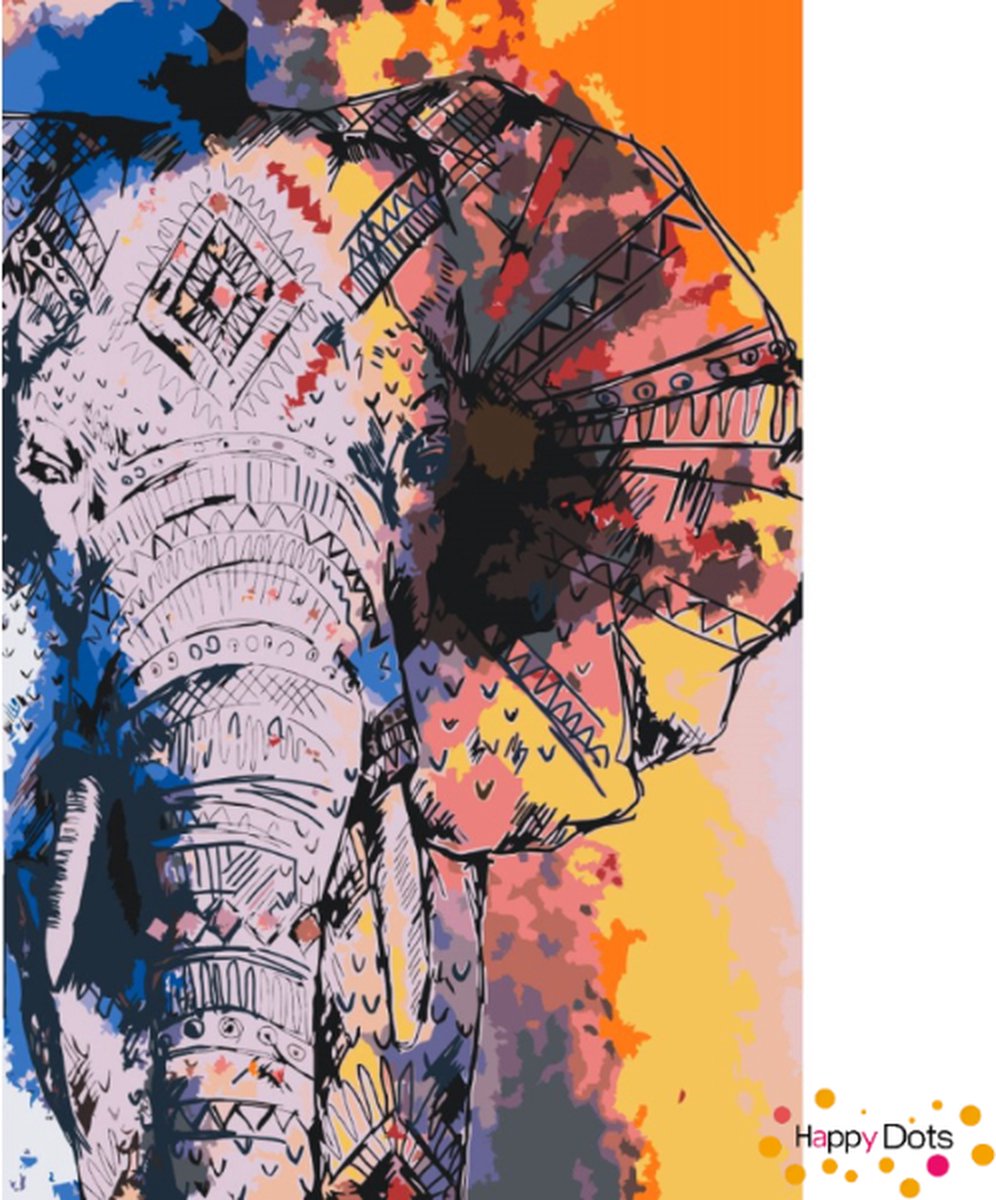 Schilderen op nummer Olifant 40x60cm (HappyDots)