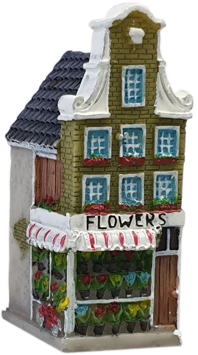 Harlekijn 3D Hollandse gevelhuisjes Flowers polystone decoratief speelgoed.
