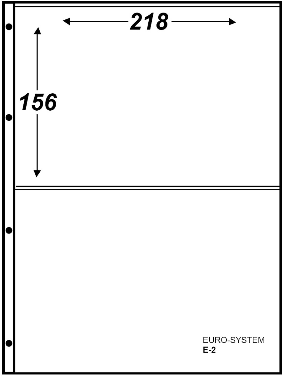Hartberger Eurosystem E-2 met 2 vakken (156 x 218) 10 stuks - insteekbladen voor de verzamelaar - zuurvrij weekmakervrij hardfolie veilig transparant A4 kunststof insteekhoezen bladen insteekblad showtassen made in holland