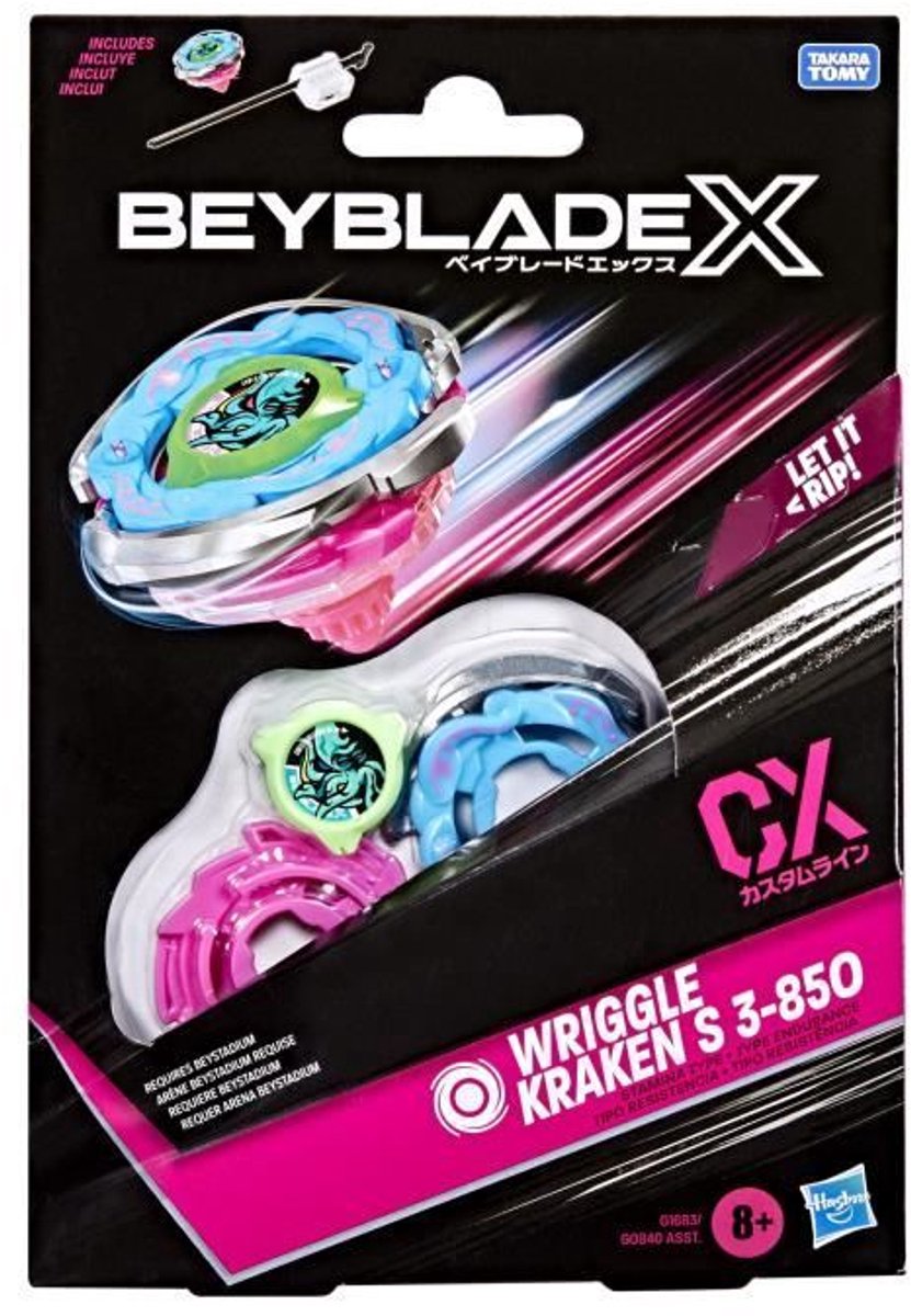 Beyblade X Starter Pack Wriggle Kraken S 3-85O CX, Takara Tomy uithoudingsvermogen tol, competitie tollen, vanaf 8 jaar