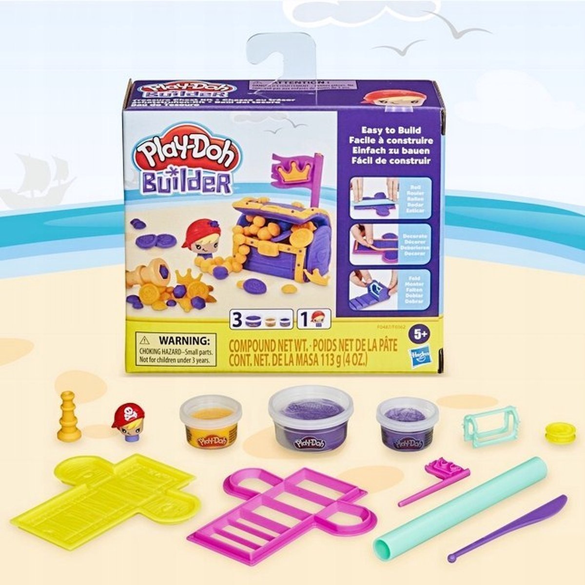 Play Doh Builder - Piraat Boetseerklei set met accesoires en speelfiguur - Bouw je eigen schatkist jongens speelgoed