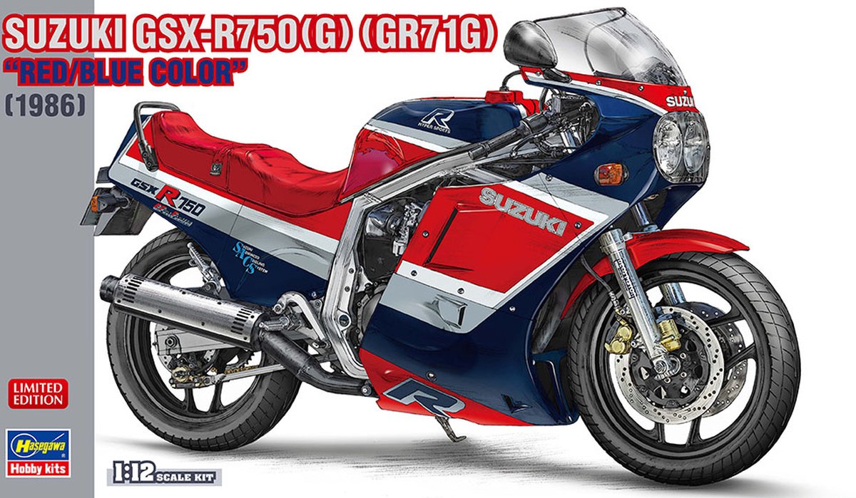 1:12 Hasegawa 21741Suzuki GSX-R750 (G)(GR71G) Red/Blue Plastic kit