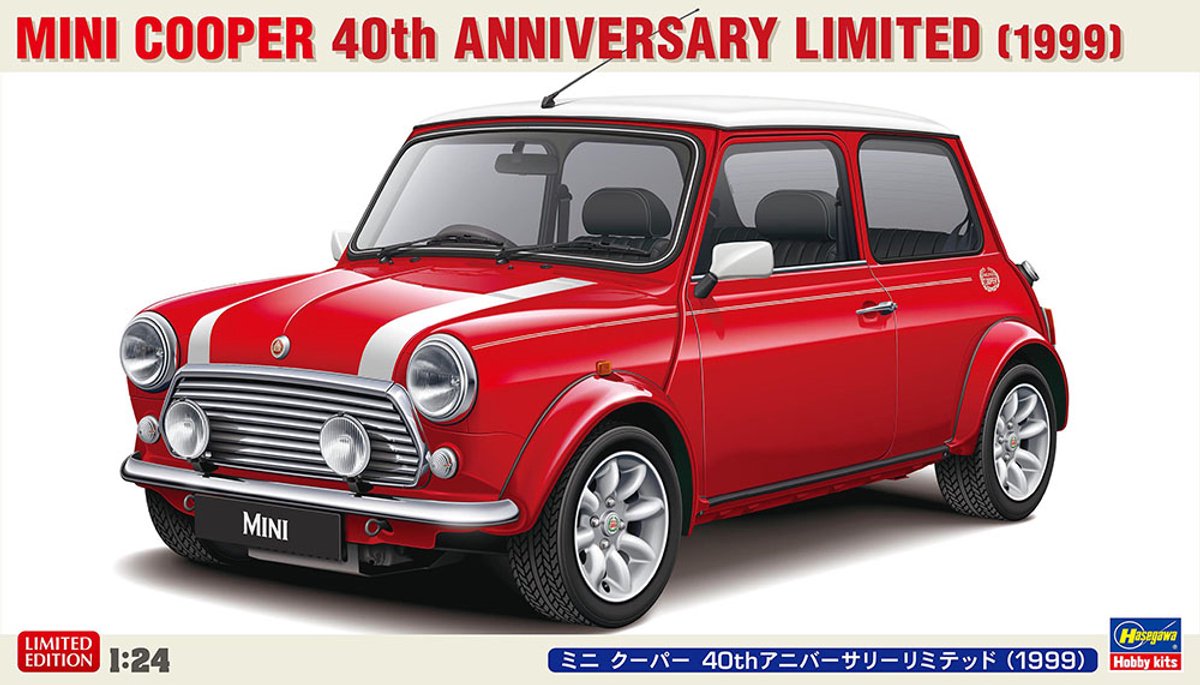 Hasegawa Modelbouwpakket Militaire voertuigen - 20739 Mini Cooper 40th Anniversary Limited - 1999 - Klassieke Auto Plastic - 1:24 -