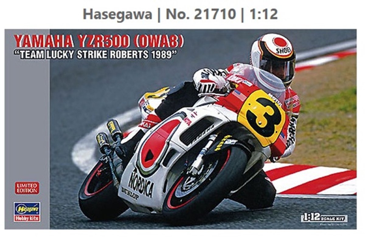 Hasegawa Modelbouwpakket Militaire voertuigen - 21710 Yamaha YZR500 (0WA8) Team Lucky Strike Roberts 1989 - Motorfiets Plastic - 1:12 -
