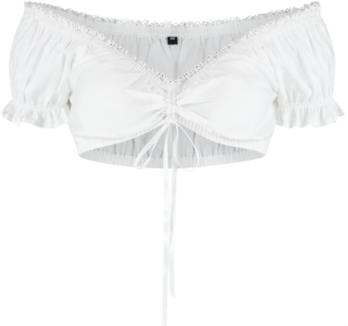 Dirndl Blouse - Carmenblouse Wit - Met Fijn Kant - Dames - Maat 44