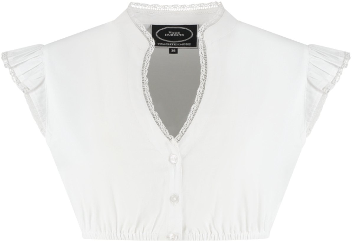 Dirndl Blouse Oktoberfest - Wit - Met Kapmouwtjes en Kant - Dames - Maat XL