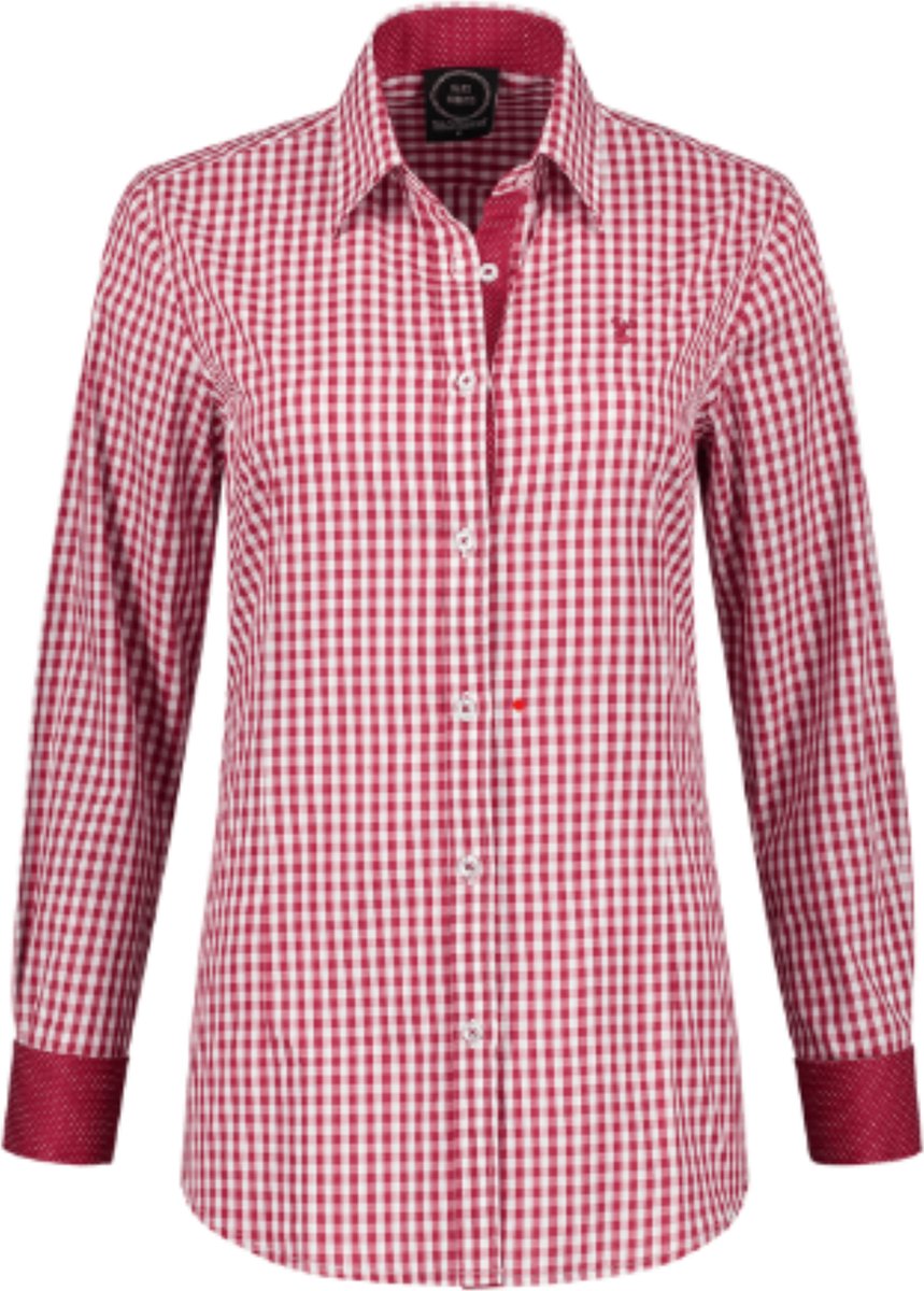 Oktoberfest - Blouse Rood-Wit - Hertenborduurwerk - Dames - Maat M