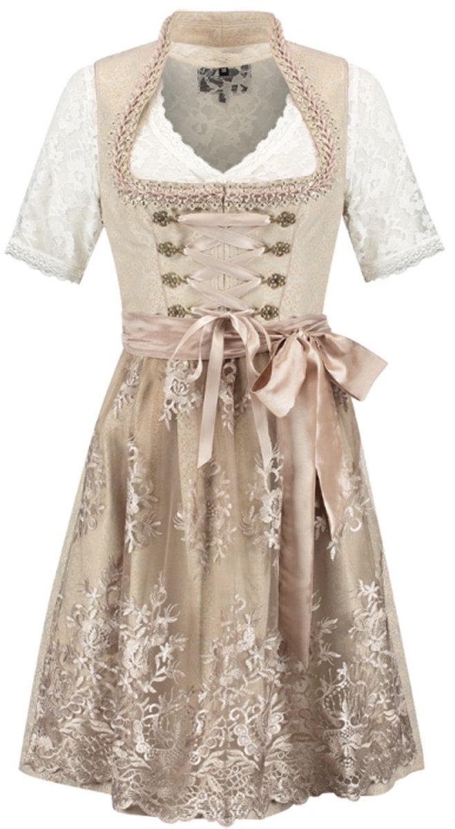 Oktoberfest Dirndl Deluxe Jacquard - Crème - Maat 38