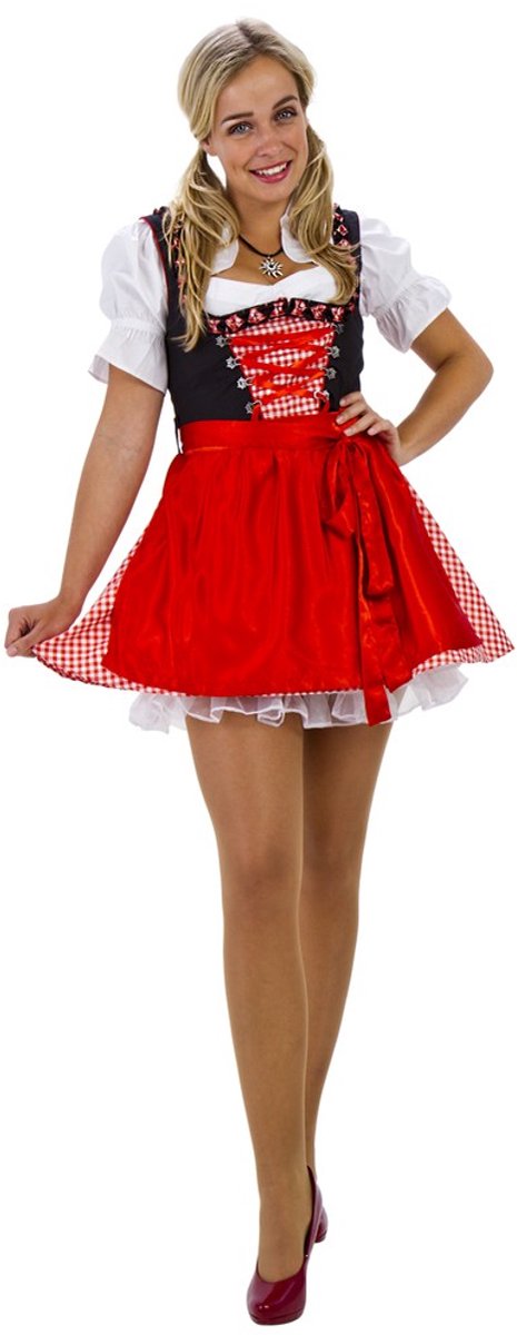 Oktoberfest Dirndl Mini - Zwart-Rood - Maat 44