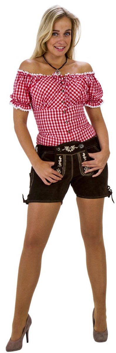 Oktoberfest Lederhose Dames Leder Kort - Bruin - Maat 38