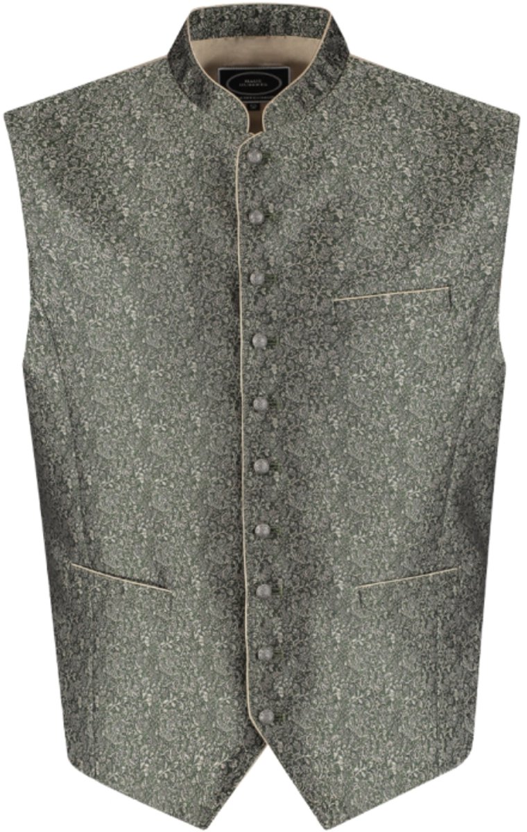 Oktoberfest Traditioneel Vest - Herenvest Jacquardpatroon - Groen-Beige - Maat L