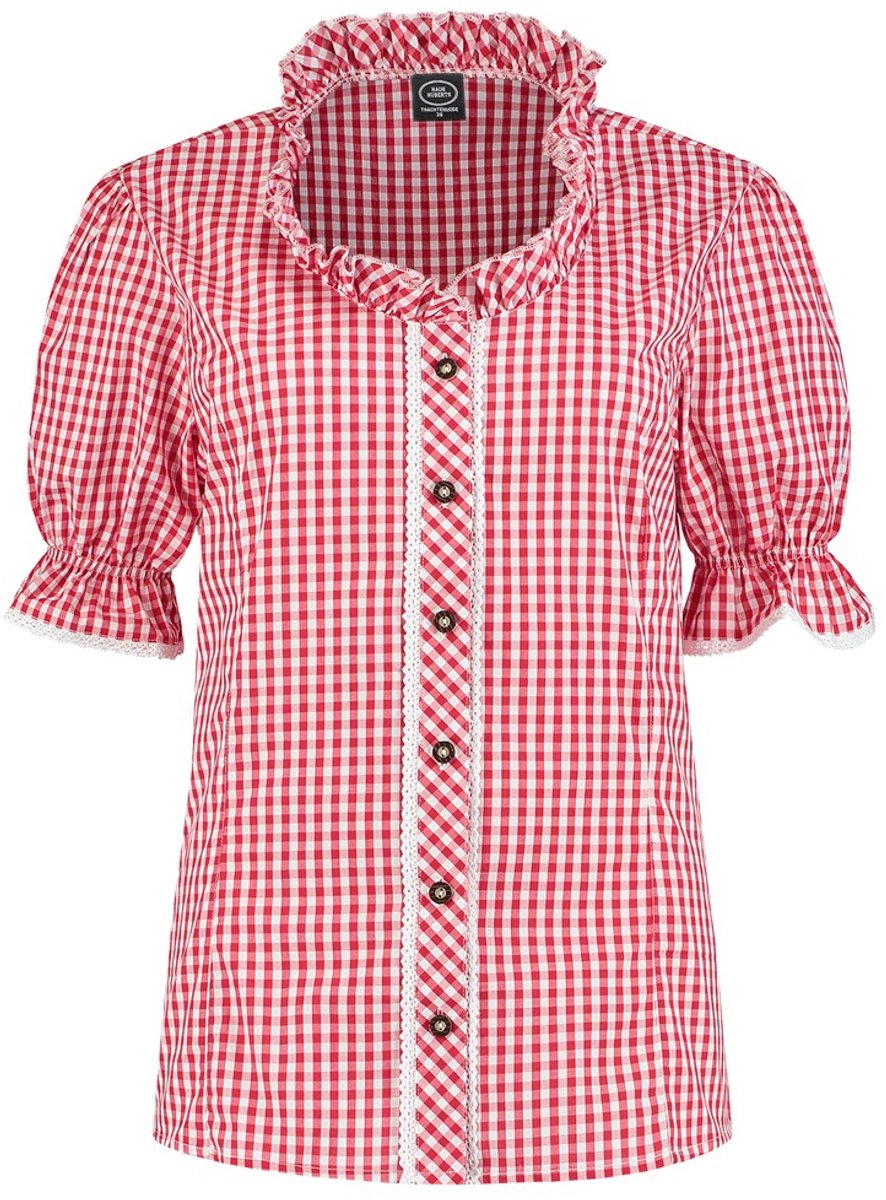 Tirol Trachtenbloes - Rood-wit geruit - Maat 50