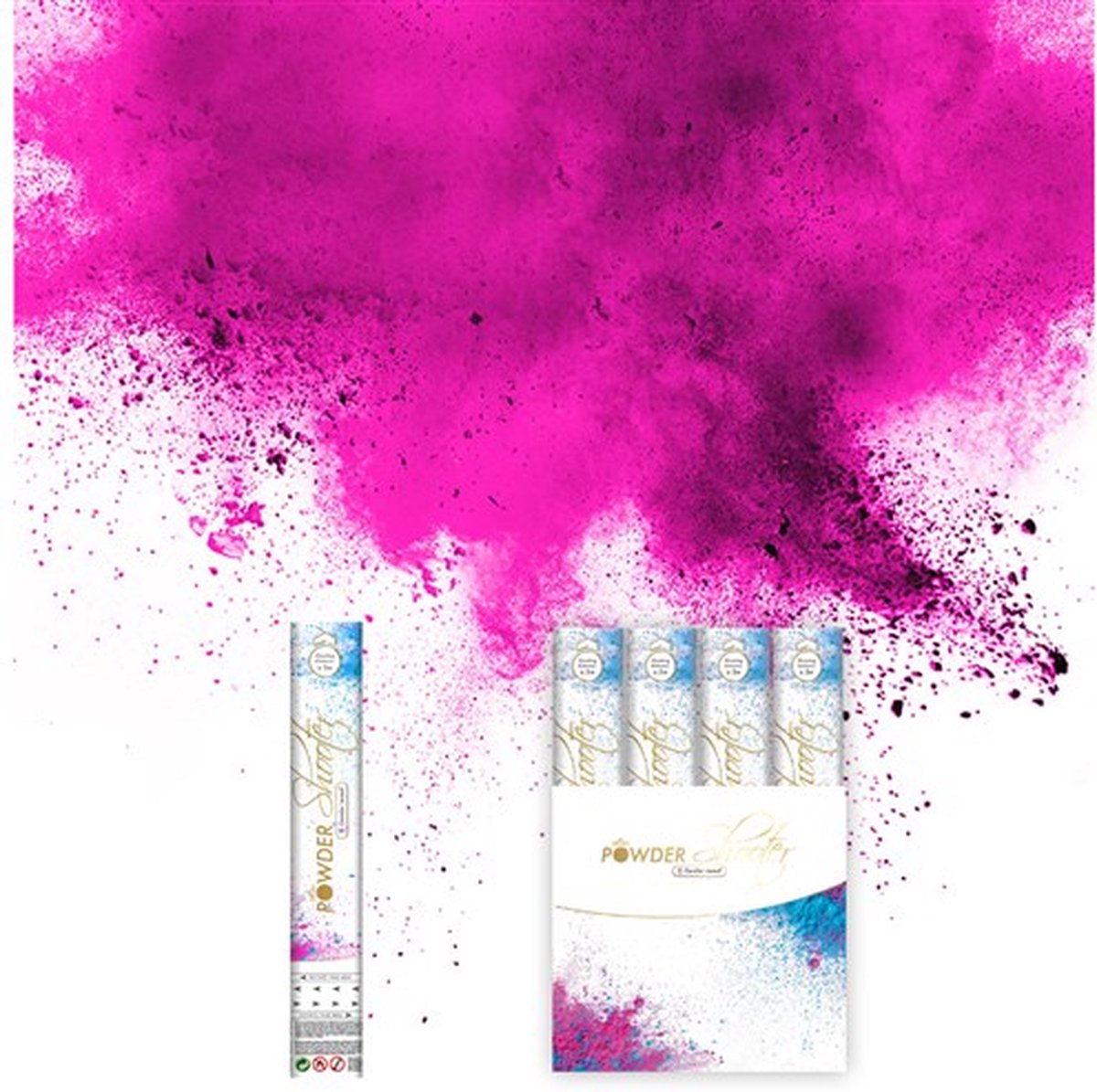 12x Holi powder shooter gender reveal roze (30cm)