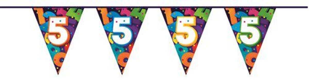 2x Vlaggenlijn 5 jaar 10 meter - Colorful Numbers - Verjaardag Feestje Vlag Vlaggen Versiering Slinger Feestdecoratie Decoratie