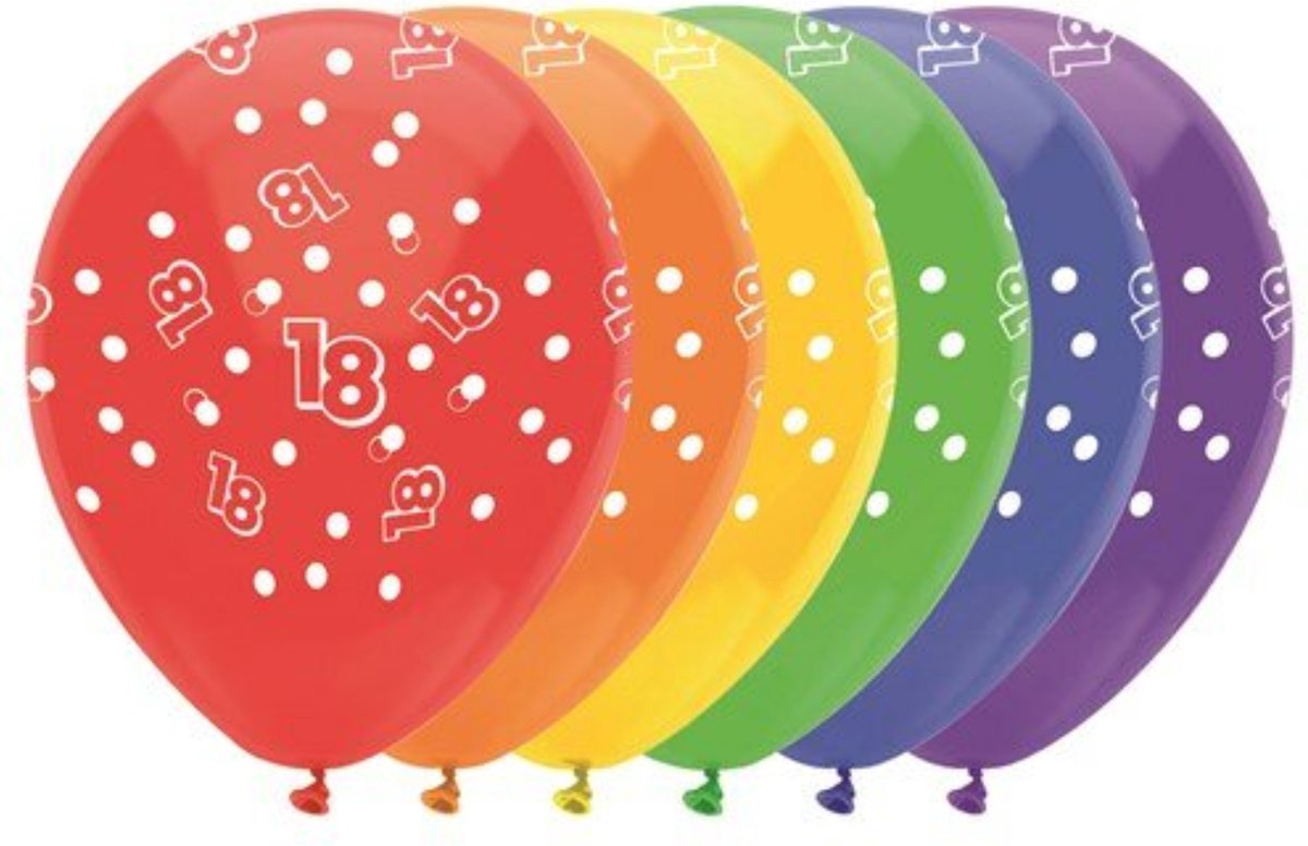 Ballonnen 18 jaar - 6 stuks - Lucht en Helium vulling