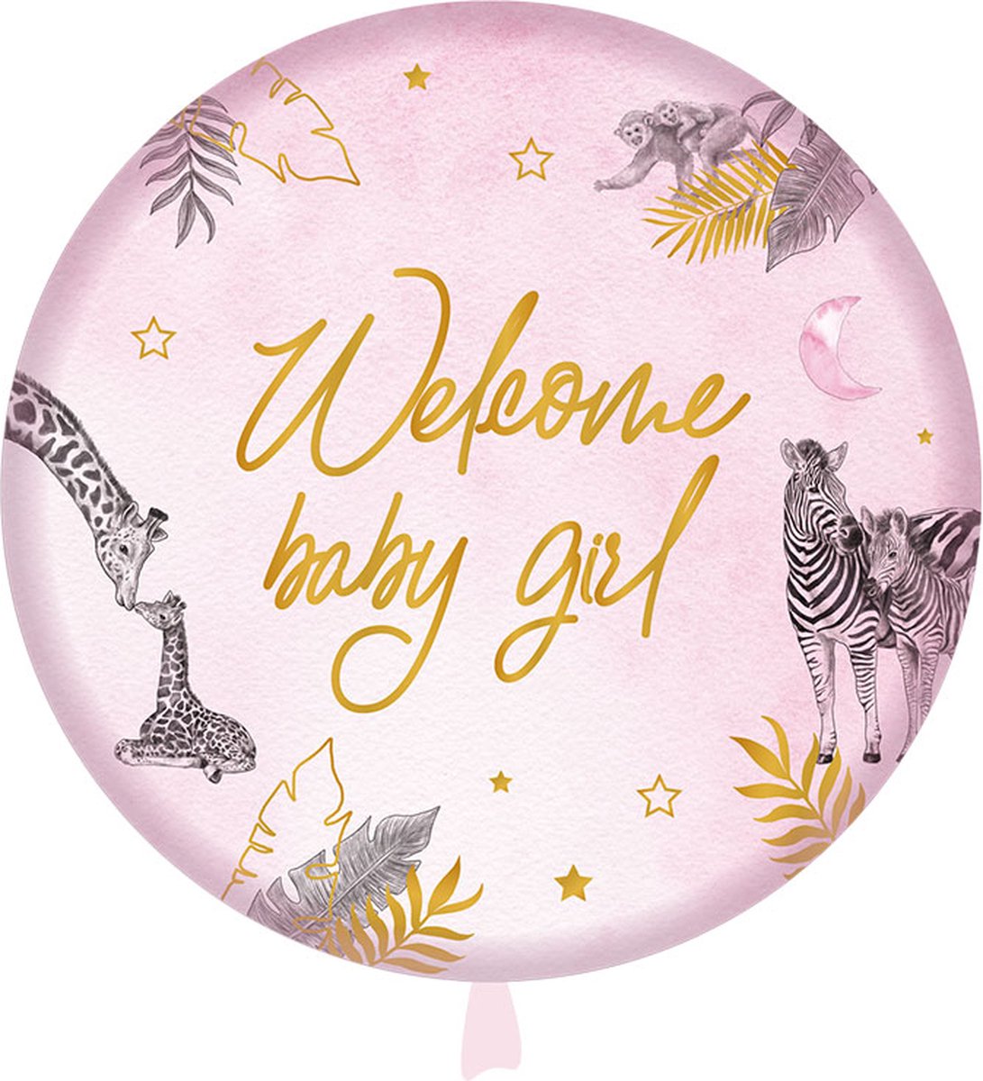 Folieballon baby safari pink