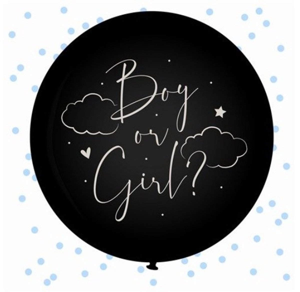 Gender Reveal Ballon - Boy or Girl Zwart - 60 cm - Blauwe Confetti