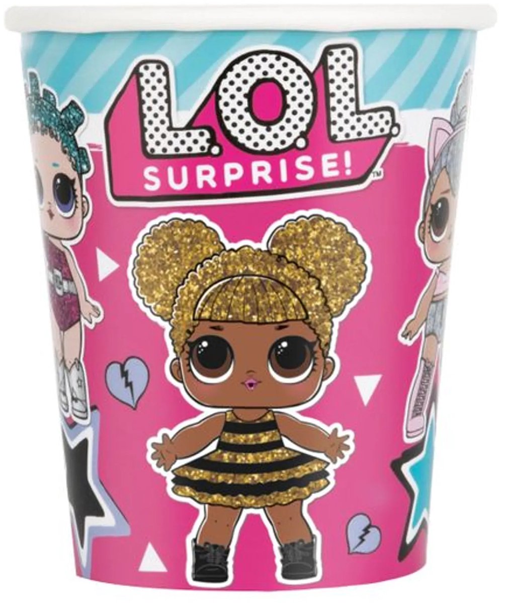 Haza L.O.L. Surprise! bekers - kartonnen feestbekers 8 stuks 266ml.
