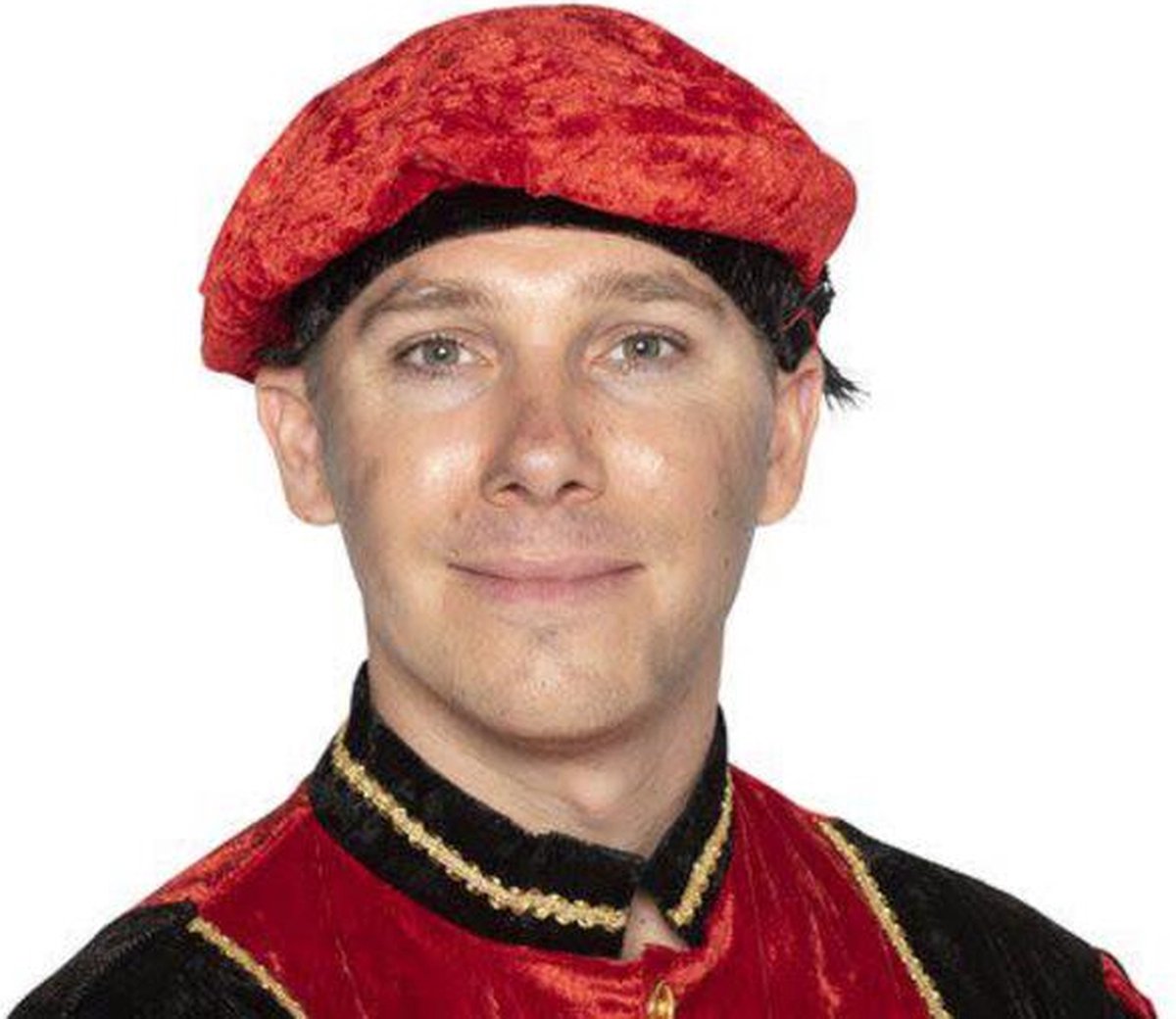 Muts - Baret - Piet - Rood - velour - Met veer