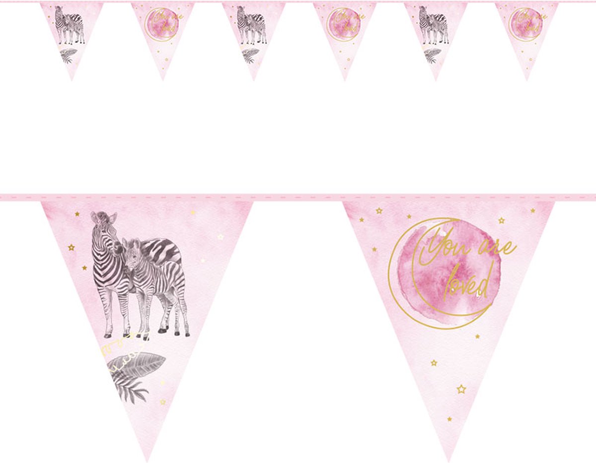 Vlaggenlijn baby safari pink (6 meter)