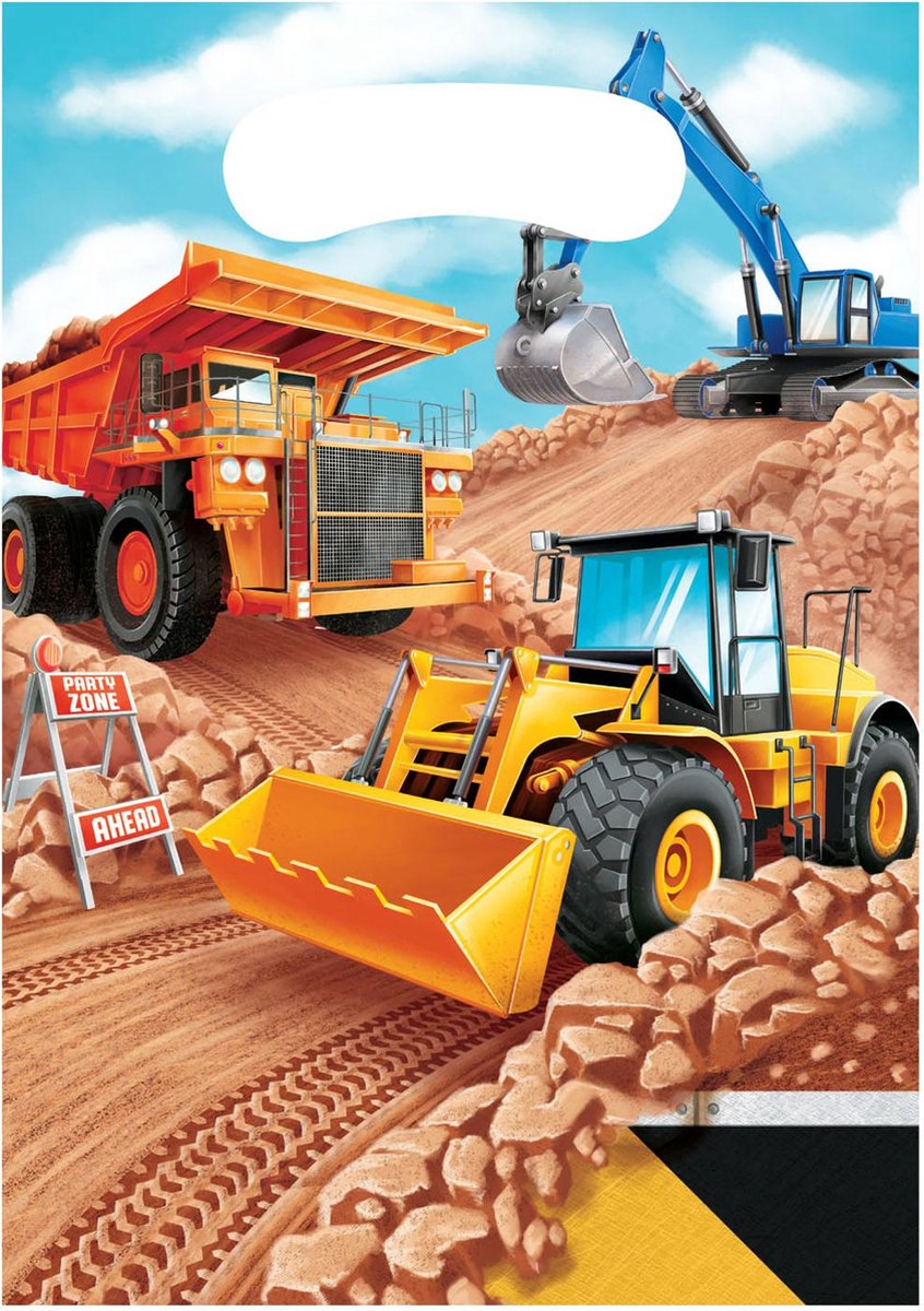 Werkvoertuigen Uitdeelzakjes, 8st.