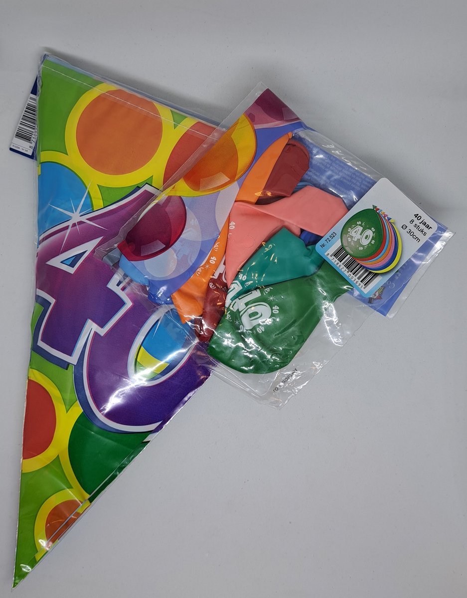 versierpakket 40 jaar 22 delig vlaggenlijn ballonnen voor vrolijk verjaardag feest