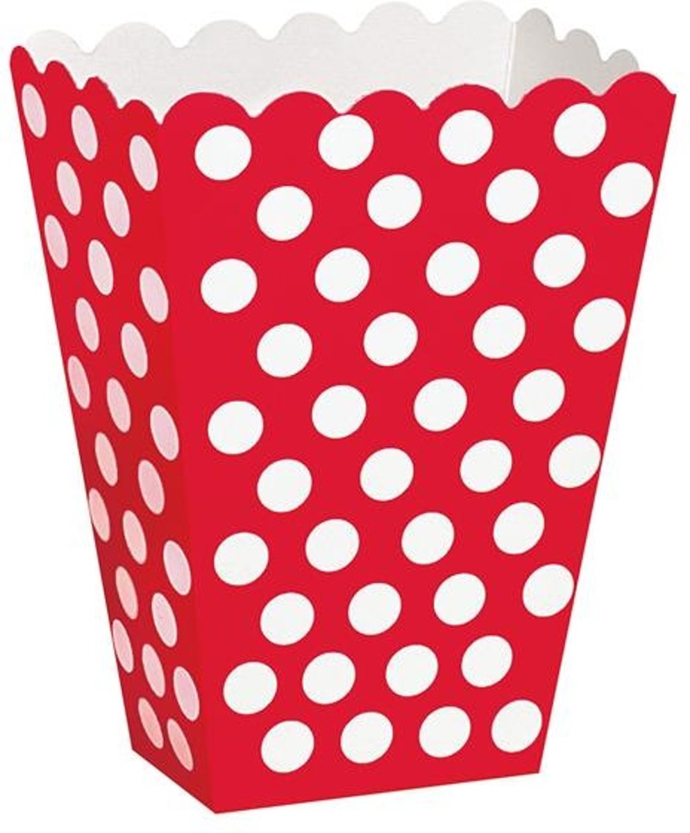 Haza Original Feestdoosjes Polkastip Rood 14 X 9 Cm 8 Stuks
