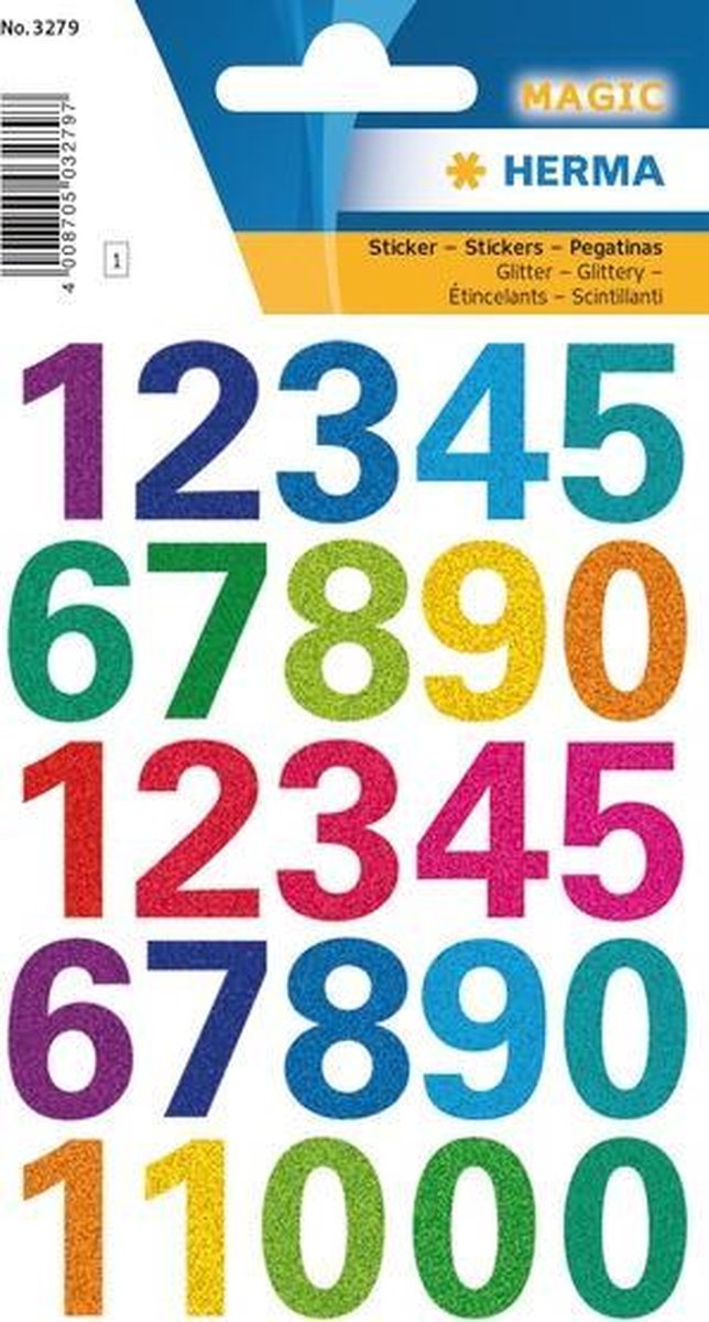 Haza Original Stickers Cijfers Glitter 25 Stuks Multicolor
