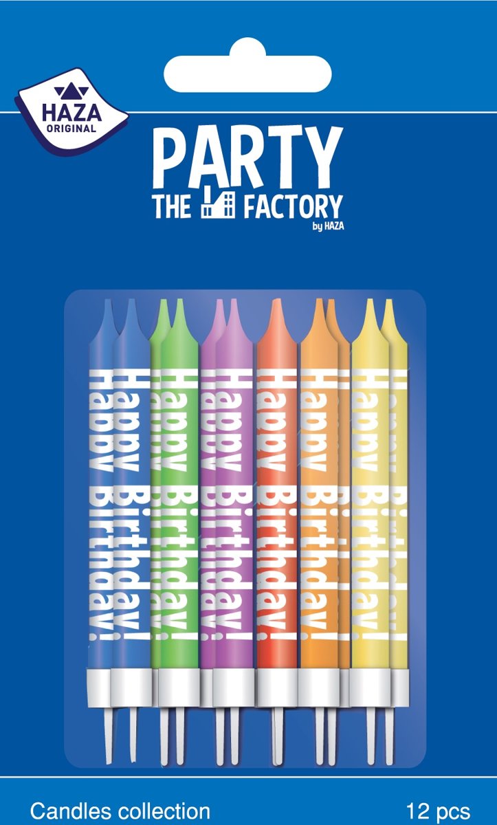 Haza Original Taartkaarsjes Happy Birthday 12 Stuks